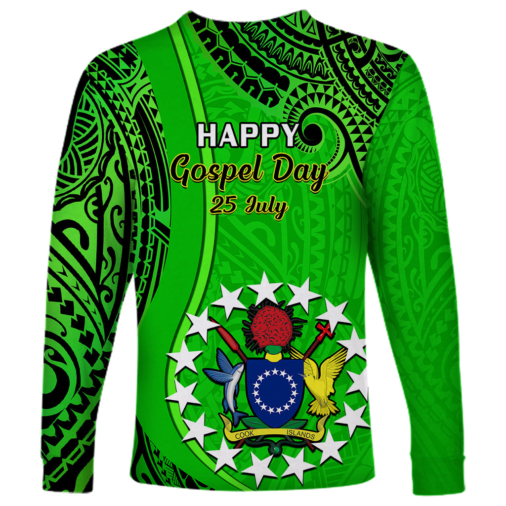 25 July Rarotonga Island Gospel Day Long Sleeve Shirt Cook Islands Tribal Pattern - Wonder Print Shop