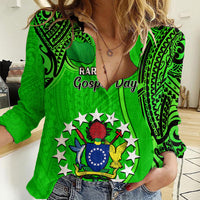 25 July Rarotonga Island Gospel Day Women Casual Shirt Cook Islands Tribal Pattern - Wonder Print Shop