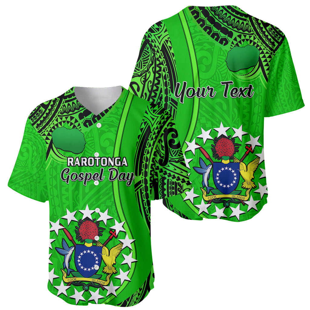 Personalised 25 July Rarotonga Island Gospel Day Baseball Jersey Cook Islands Tribal Pattern - Wonder Print Shop