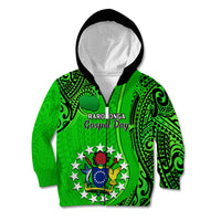Personalised 25 July Rarotonga Island Gospel Day Kid Hoodie Cook Islands Tribal Pattern - Wonder Print Shop