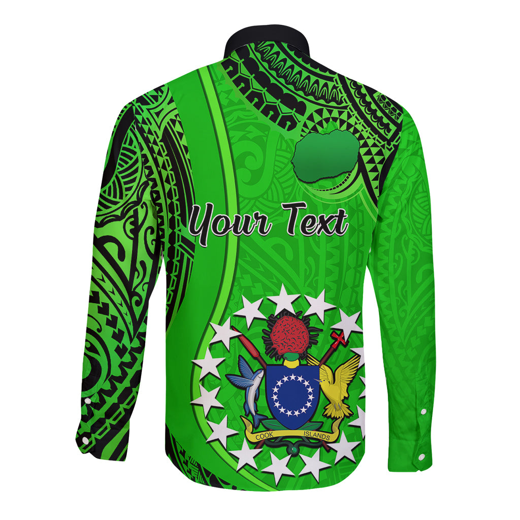 Personalised 25 July Rarotonga Island Gospel Day Long Sleeve Button Shirt Cook Islands Tribal Pattern - Wonder Print Shop