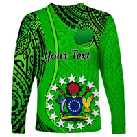 Personalised 25 July Rarotonga Island Gospel Day Long Sleeve Shirt Cook Islands Tribal Pattern - Wonder Print Shop