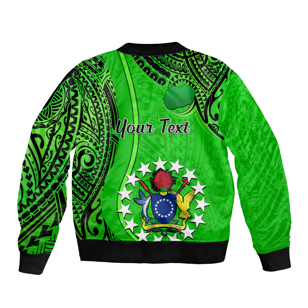 Personalised 25 July Rarotonga Island Gospel Day Sleeve Zip Bomber Jacket Cook Islands Tribal Pattern - Wonder Print Shop