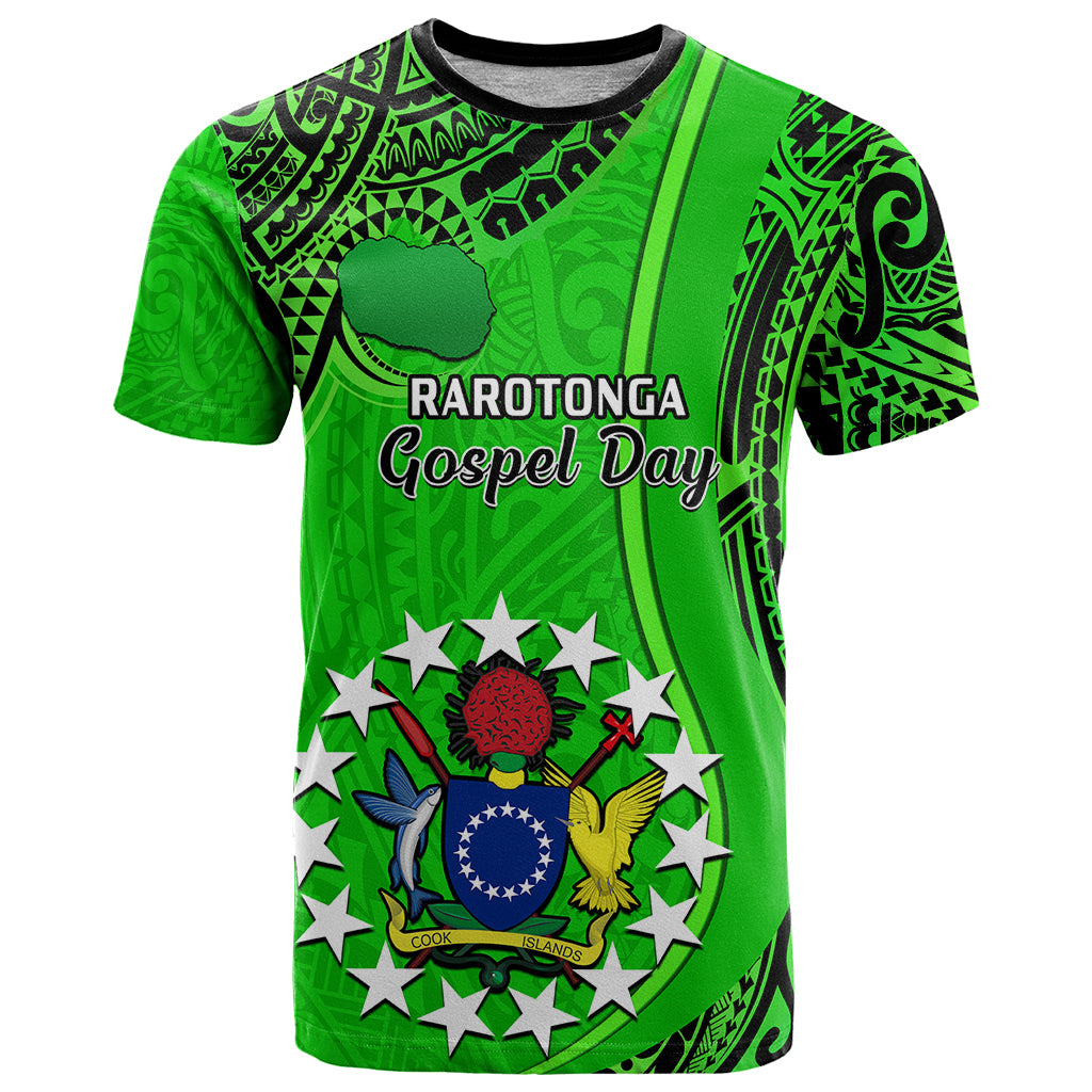 Personalised 25 July Rarotonga Island Gospel Day T Shirt Cook Islands Tribal Pattern - Wonder Print Shop