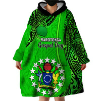 Personalised 25 July Rarotonga Island Gospel Day Wearable Blanket Hoodie Cook Islands Tribal Pattern - Wonder Print Shop
