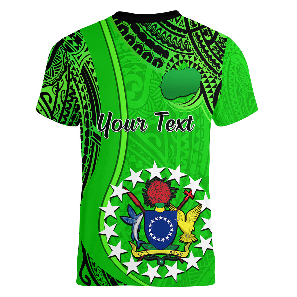 Personalised 25 July Rarotonga Island Gospel Day Women V Neck T Shirt Cook Islands Tribal Pattern - Wonder Print Shop