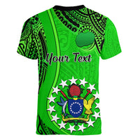 Personalised 25 July Rarotonga Island Gospel Day Women V Neck T Shirt Cook Islands Tribal Pattern - Wonder Print Shop