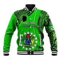 21 July Mitiaro Island Gospel Day Baseball Jacket Cook Islands Tribal Pattern - Wonder Print Shop