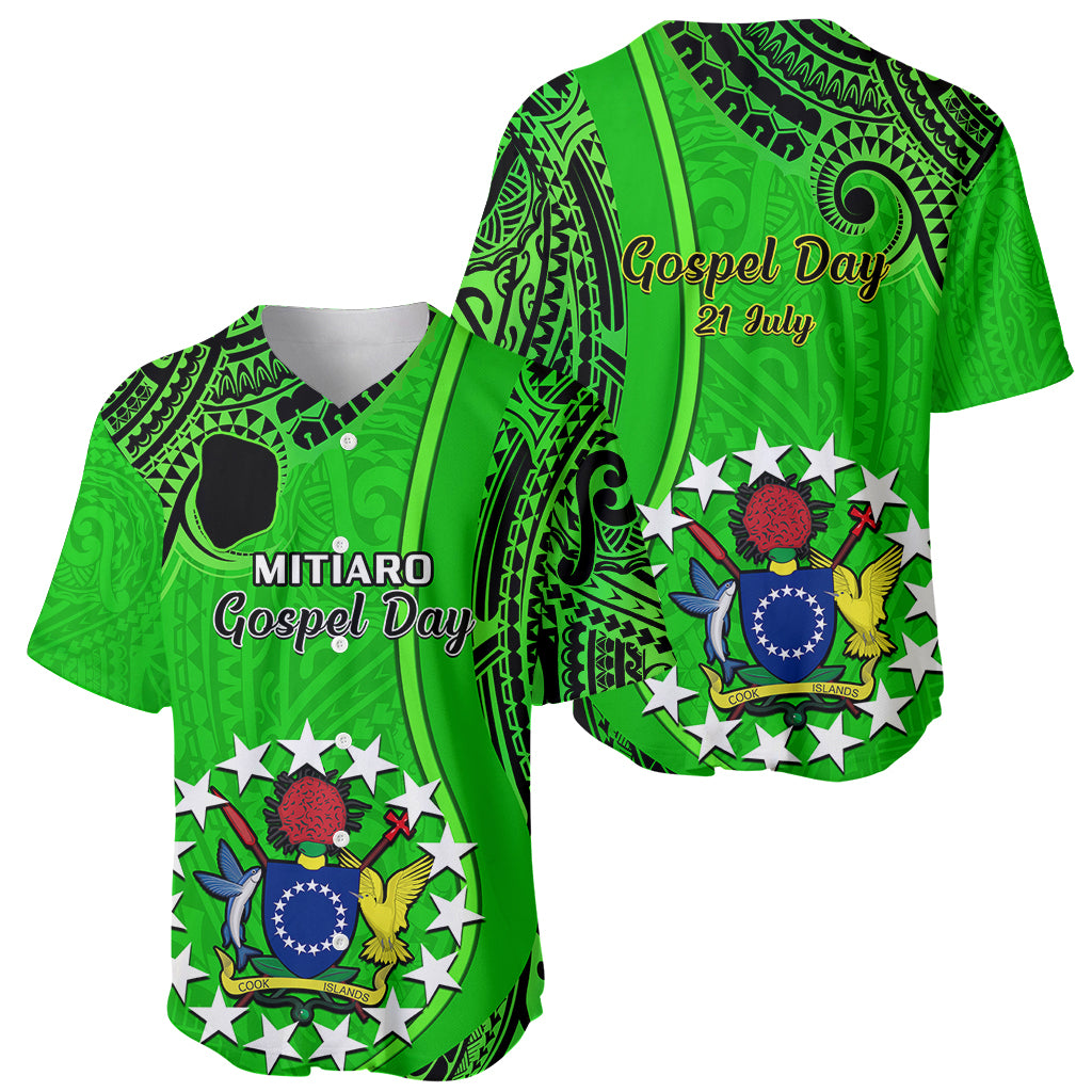 21 July Mitiaro Island Gospel Day Baseball Jersey Cook Islands Tribal Pattern - Wonder Print Shop