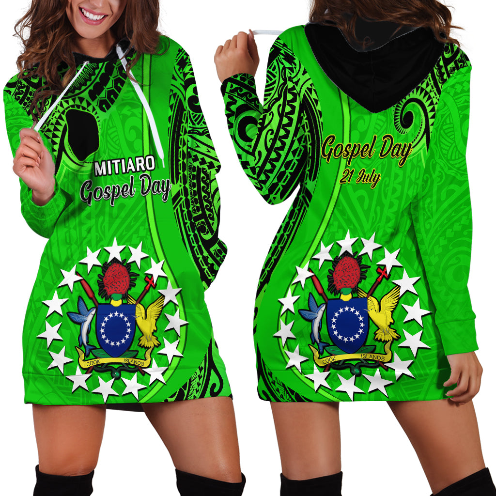 21 July Mitiaro Island Gospel Day Hoodie Dress Cook Islands Tribal Pattern - Wonder Print Shop
