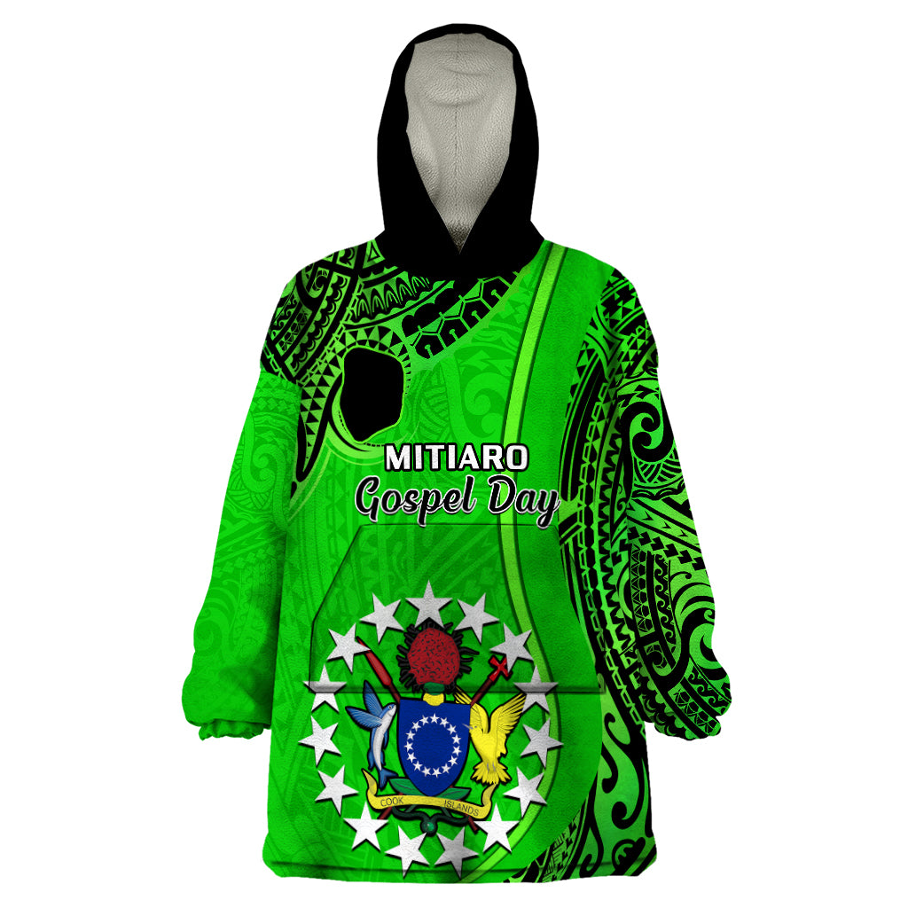 21 July Mitiaro Island Gospel Day Wearable Blanket Hoodie Cook Islands Tribal Pattern - Wonder Print Shop
