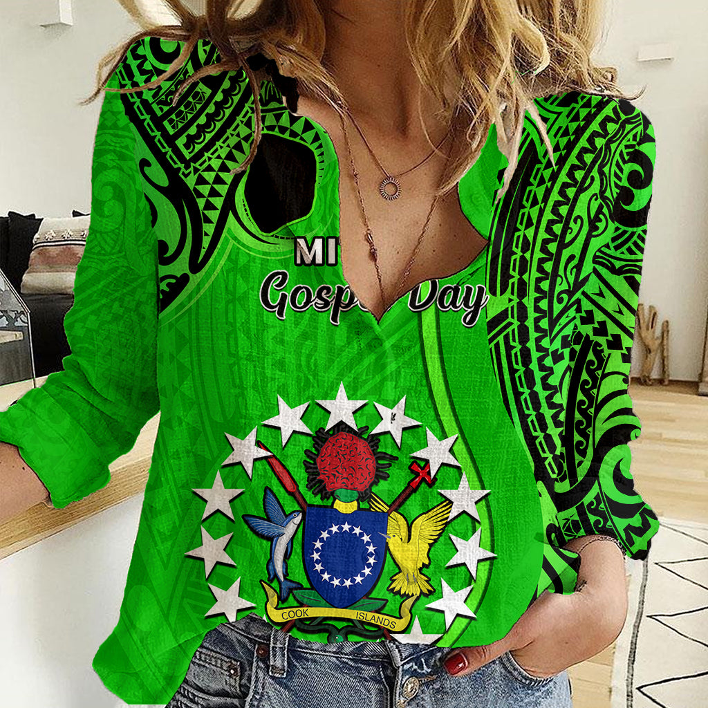 21 July Mitiaro Island Gospel Day Women Casual Shirt Cook Islands Tribal Pattern - Wonder Print Shop