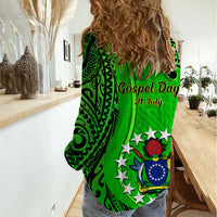 21 July Mitiaro Island Gospel Day Women Casual Shirt Cook Islands Tribal Pattern - Wonder Print Shop