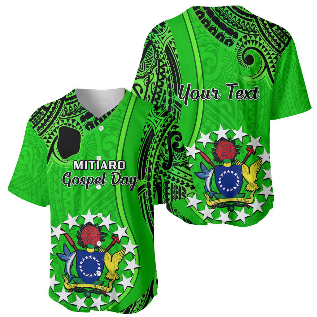 Personalised 21 July Mitiaro Island Gospel Day Baseball Jersey Cook Islands Tribal Pattern - Wonder Print Shop