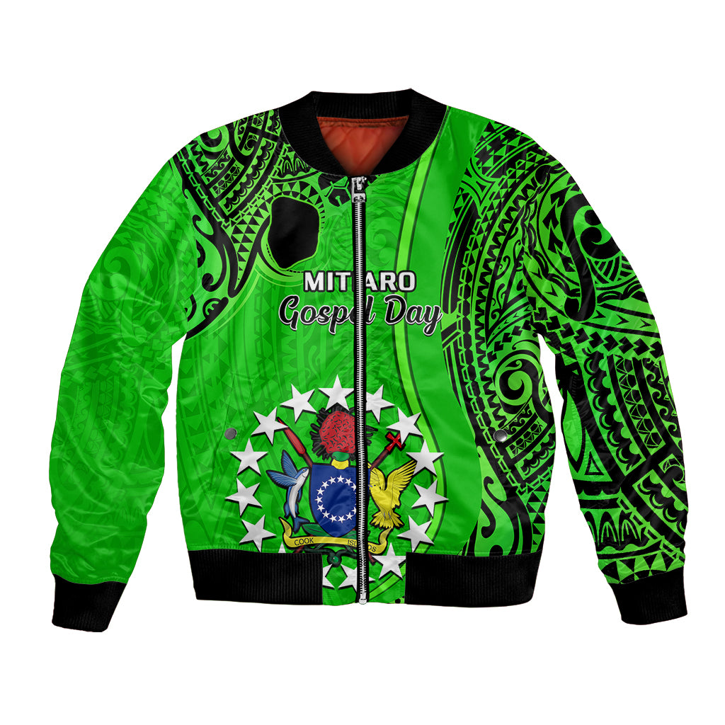 Personalised 21 July Mitiaro Island Gospel Day Bomber Jacket Cook Islands Tribal Pattern - Wonder Print Shop