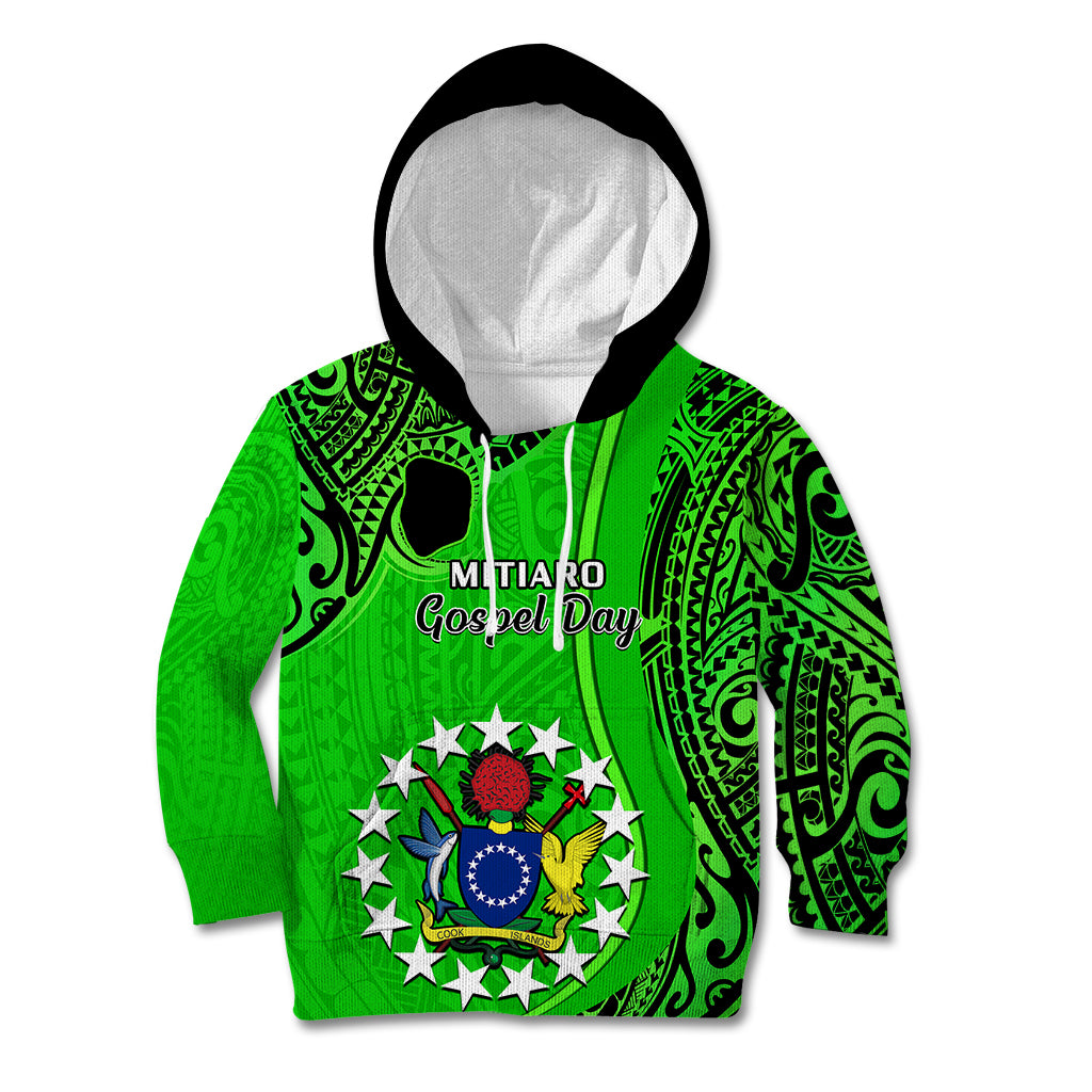 Personalised 21 July Mitiaro Island Gospel Day Kid Hoodie Cook Islands Tribal Pattern - Wonder Print Shop