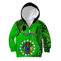 Personalised 21 July Mitiaro Island Gospel Day Kid Hoodie Cook Islands Tribal Pattern - Wonder Print Shop