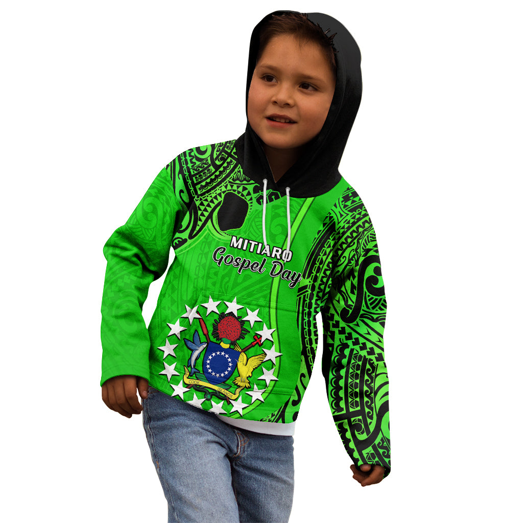 Personalised 21 July Mitiaro Island Gospel Day Kid Hoodie Cook Islands Tribal Pattern - Wonder Print Shop