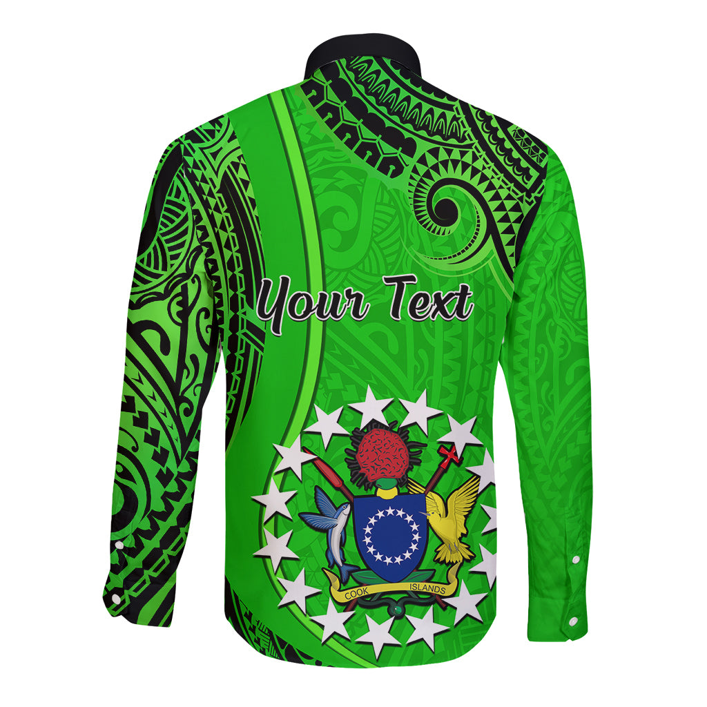 Personalised 21 July Mitiaro Island Gospel Day Long Sleeve Button Shirt Cook Islands Tribal Pattern - Wonder Print Shop