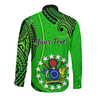 Personalised 21 July Mitiaro Island Gospel Day Long Sleeve Button Shirt Cook Islands Tribal Pattern - Wonder Print Shop