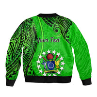 Personalised 21 July Mitiaro Island Gospel Day Sleeve Zip Bomber Jacket Cook Islands Tribal Pattern - Wonder Print Shop