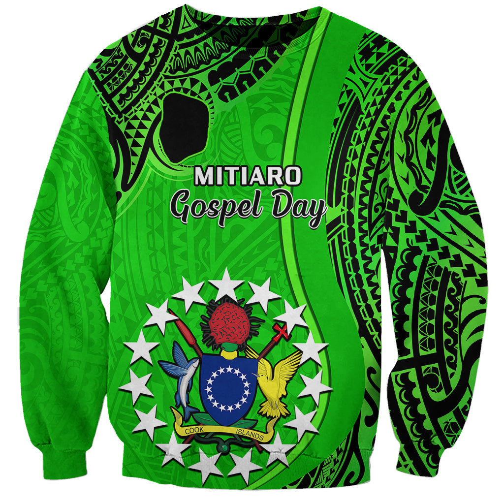 Personalised 21 July Mitiaro Island Gospel Day Sweatshirt Cook Islands Tribal Pattern - Wonder Print Shop