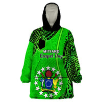 Personalised 21 July Mitiaro Island Gospel Day Wearable Blanket Hoodie Cook Islands Tribal Pattern - Wonder Print Shop