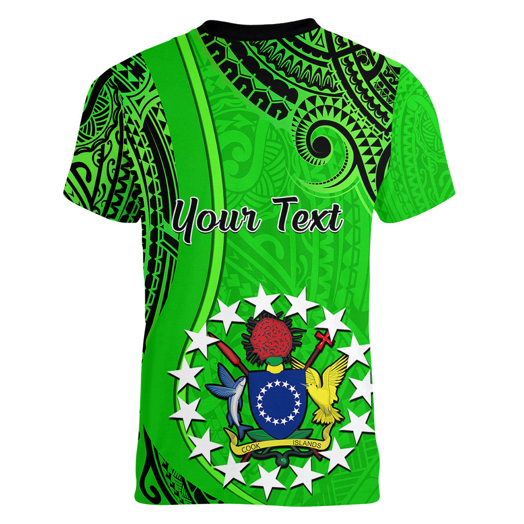 Personalised 21 July Mitiaro Island Gospel Day Women V Neck T Shirt Cook Islands Tribal Pattern - Wonder Print Shop