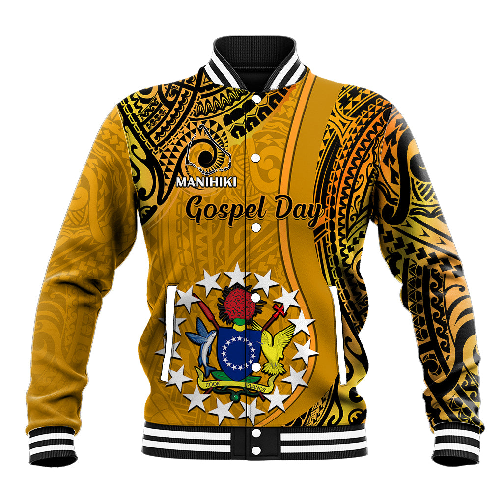 8 August  Manihiki Island Gospel Day Baseball Jacket Cook Islands Tribal Pattern - Wonder Print Shop