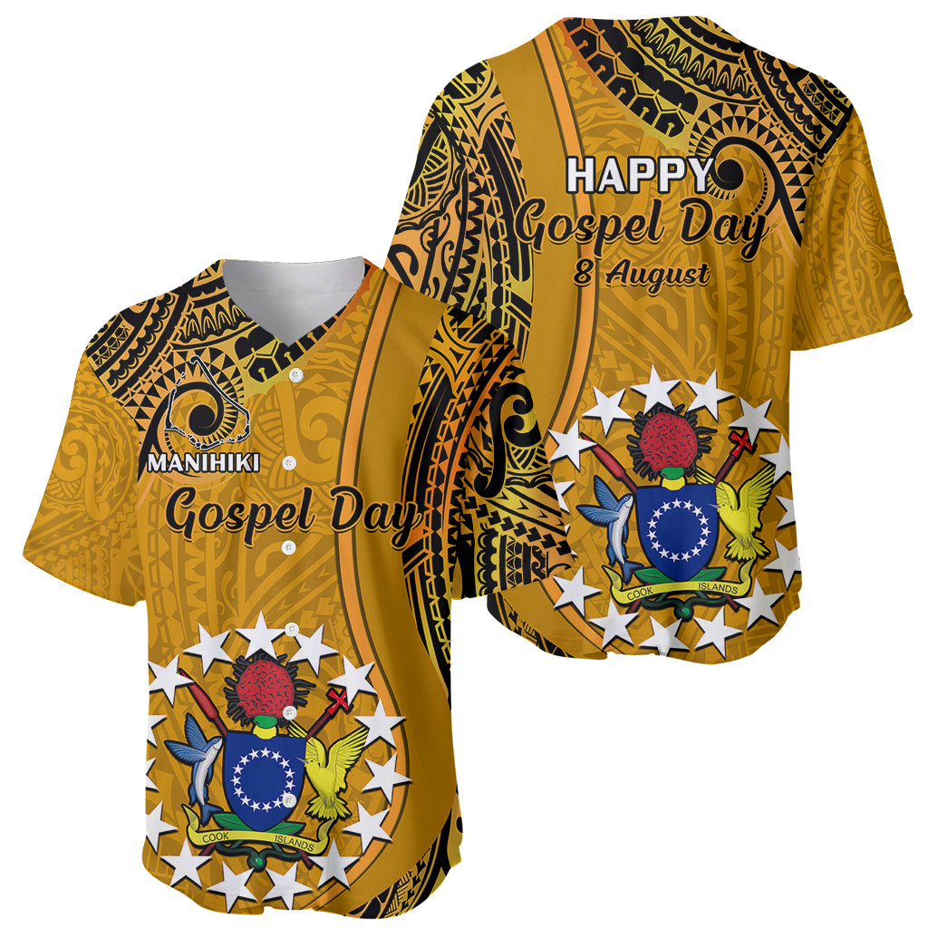 8 August  Manihiki Island Gospel Day Baseball Jersey Cook Islands Tribal Pattern - Wonder Print Shop