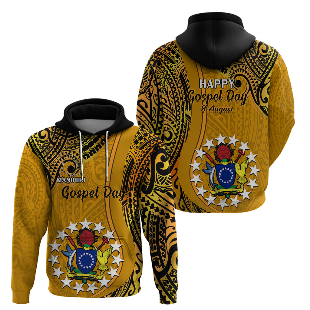 8 August  Manihiki Island Gospel Day Hoodie Cook Islands Tribal Pattern - Wonder Print Shop