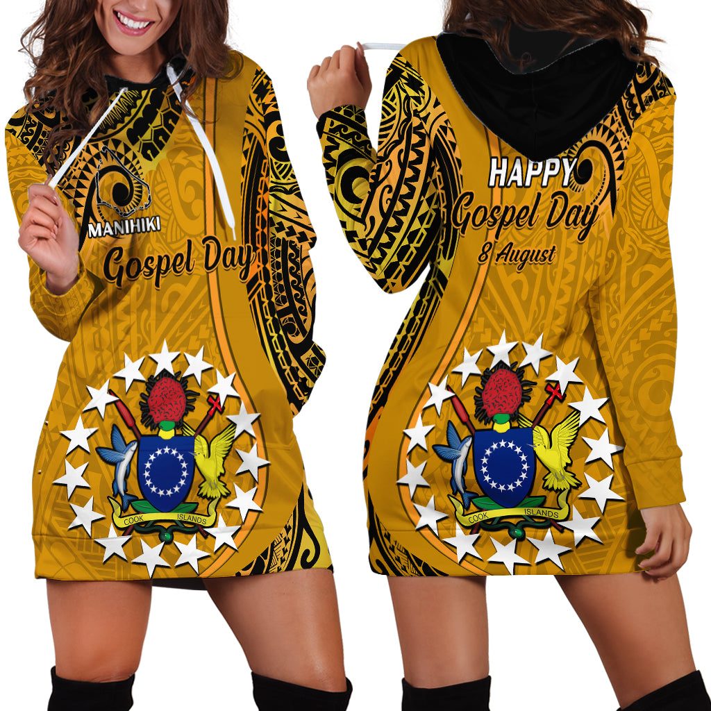 8 August  Manihiki Island Gospel Day Hoodie Dress Cook Islands Tribal Pattern - Wonder Print Shop