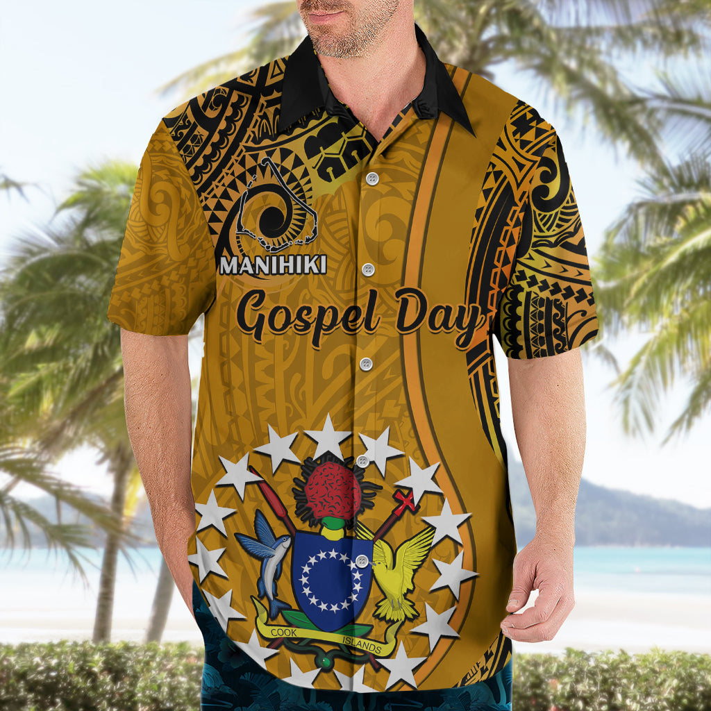 Personalised 8 August Manihiki Island Gospel Day Hawaiian Shirt Cook Islands Tribal Pattern - Wonder Print Shop