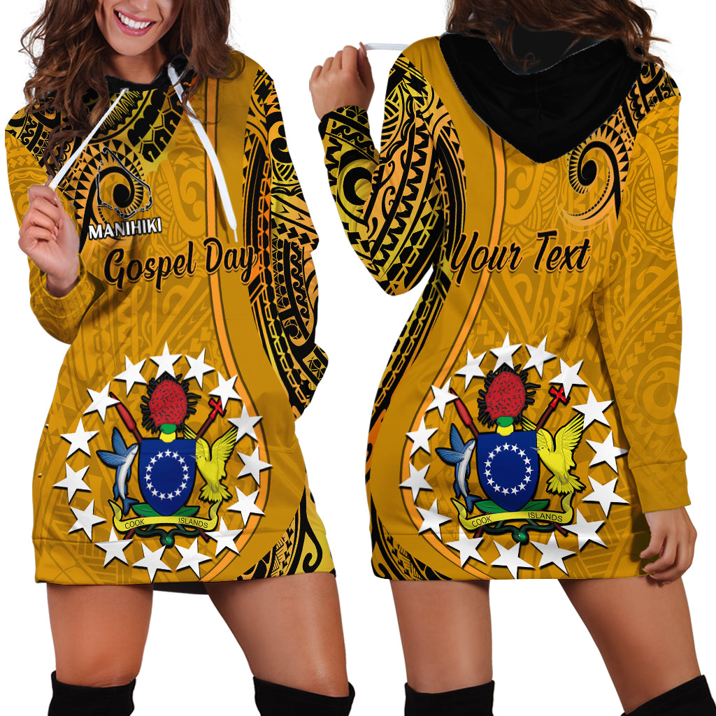 Personalised 8 August Manihiki Island Gospel Day Hoodie Dress Cook Islands Tribal Pattern - Wonder Print Shop