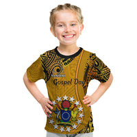 Personalised 8 August Manihiki Island Gospel Day Kid T Shirt Cook Islands Tribal Pattern - Wonder Print Shop