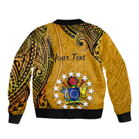 Personalised 8 August Manihiki Island Gospel Day Sleeve Zip Bomber Jacket Cook Islands Tribal Pattern - Wonder Print Shop