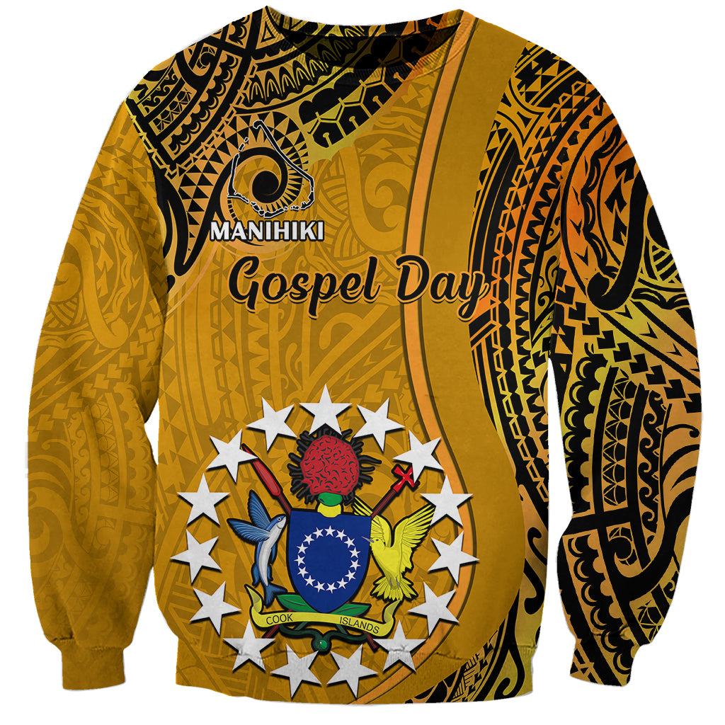 Personalised 8 August Manihiki Island Gospel Day Sweatshirt Cook Islands Tribal Pattern - Wonder Print Shop