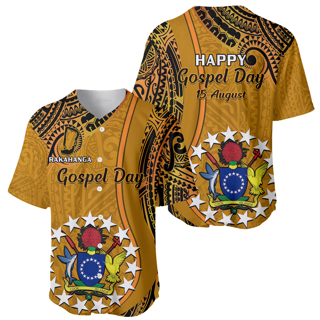 15 August  Rakahanga Island Gospel Day Baseball Jersey Cook Islands Tribal Pattern - Wonder Print Shop
