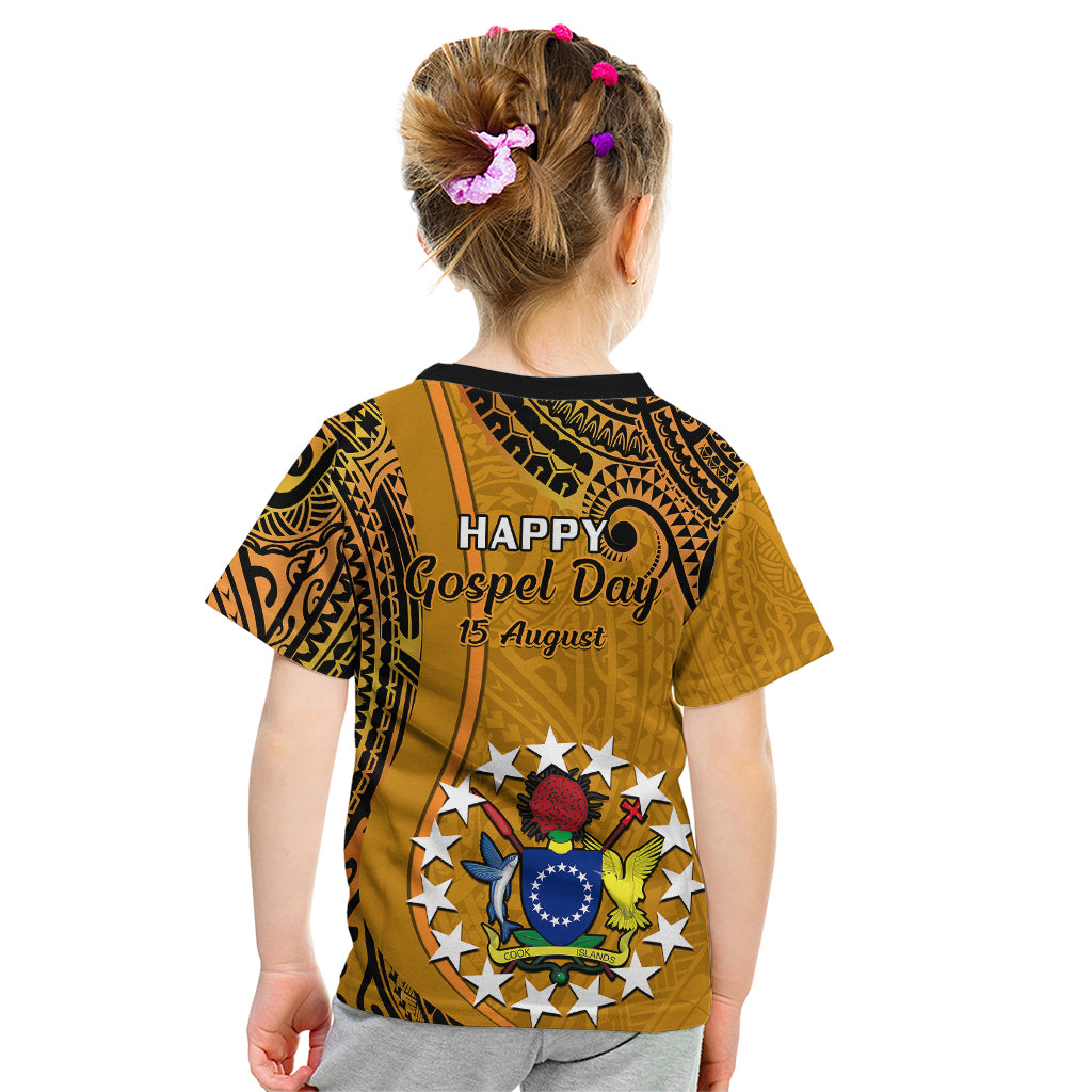 15 August Rakahanga Island Gospel Day Kid T Shirt Cook Islands Tribal Pattern - Wonder Print Shop