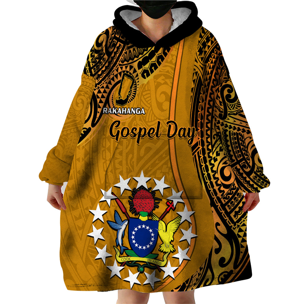 15 August  Rakahanga Island Gospel Day Wearable Blanket Hoodie Cook Islands Tribal Pattern - Wonder Print Shop