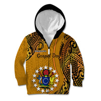 Personalised 15 August Rakahanga Island Gospel Day Kid Hoodie Cook Islands Tribal Pattern - Wonder Print Shop