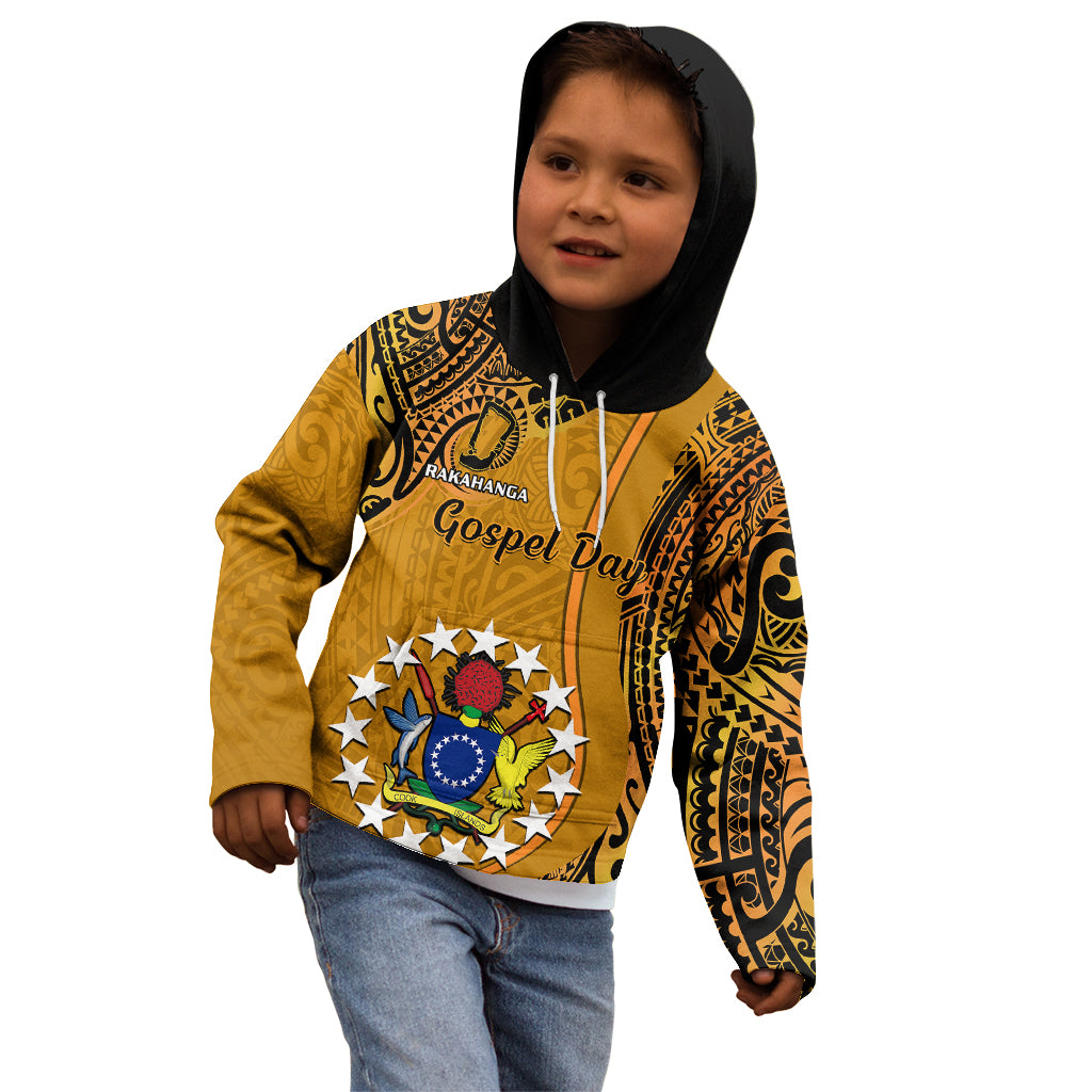 Personalised 15 August Rakahanga Island Gospel Day Kid Hoodie Cook Islands Tribal Pattern - Wonder Print Shop