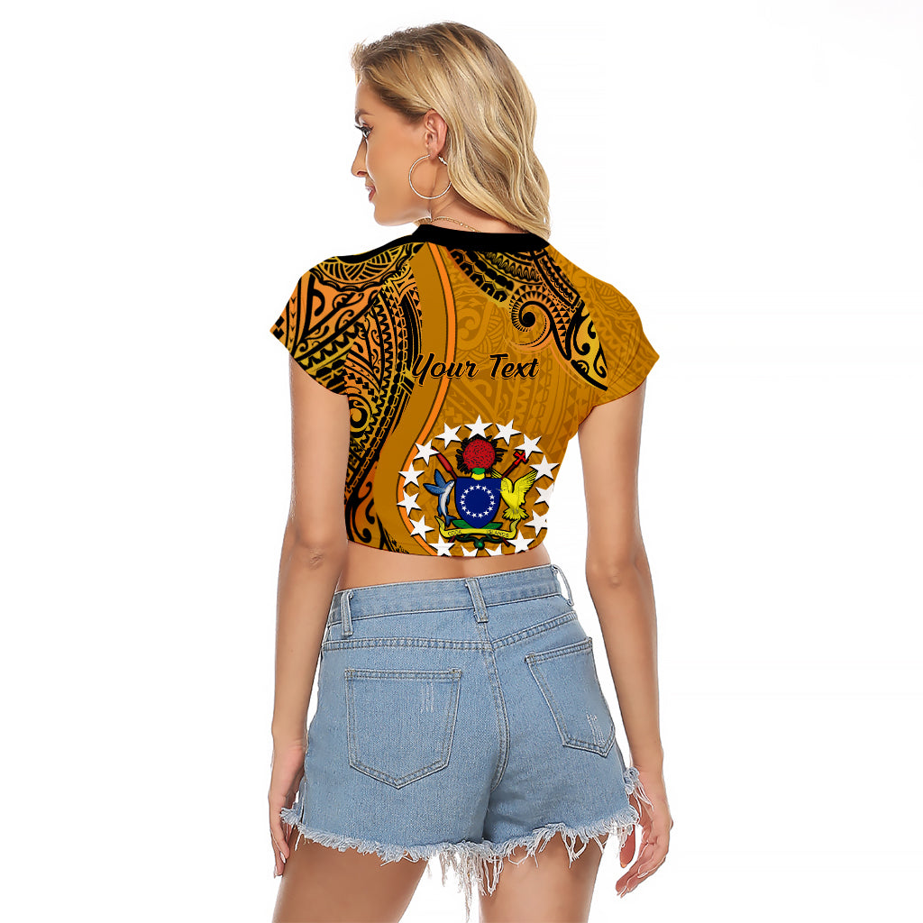 Personalised 15 August Rakahanga Island Gospel Day Raglan Cropped T Shirt Cook Islands Tribal Pattern - Wonder Print Shop
