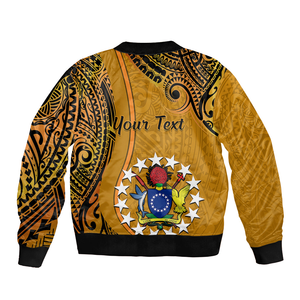 Personalised 15 August Rakahanga Island Gospel Day Sleeve Zip Bomber Jacket Cook Islands Tribal Pattern - Wonder Print Shop