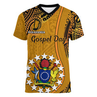 Personalised 15 August Rakahanga Island Gospel Day Women V Neck T Shirt Cook Islands Tribal Pattern - Wonder Print Shop