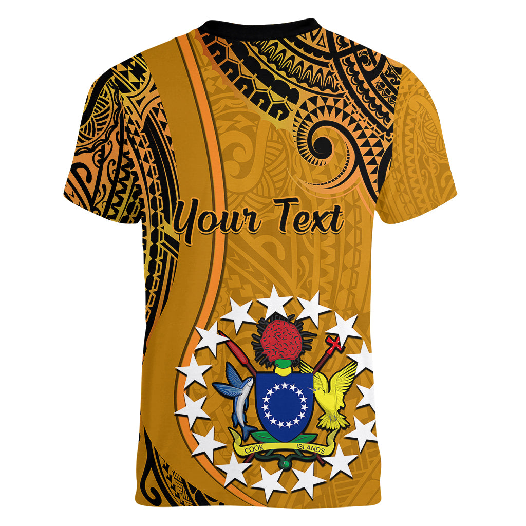 Personalised 15 August Rakahanga Island Gospel Day Women V Neck T Shirt Cook Islands Tribal Pattern - Wonder Print Shop