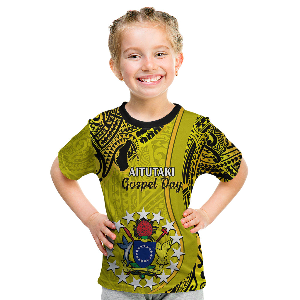 27 October Aitutaki Island Gospel Day Kid T Shirt Cook Islands Tribal Pattern - Wonder Print Shop