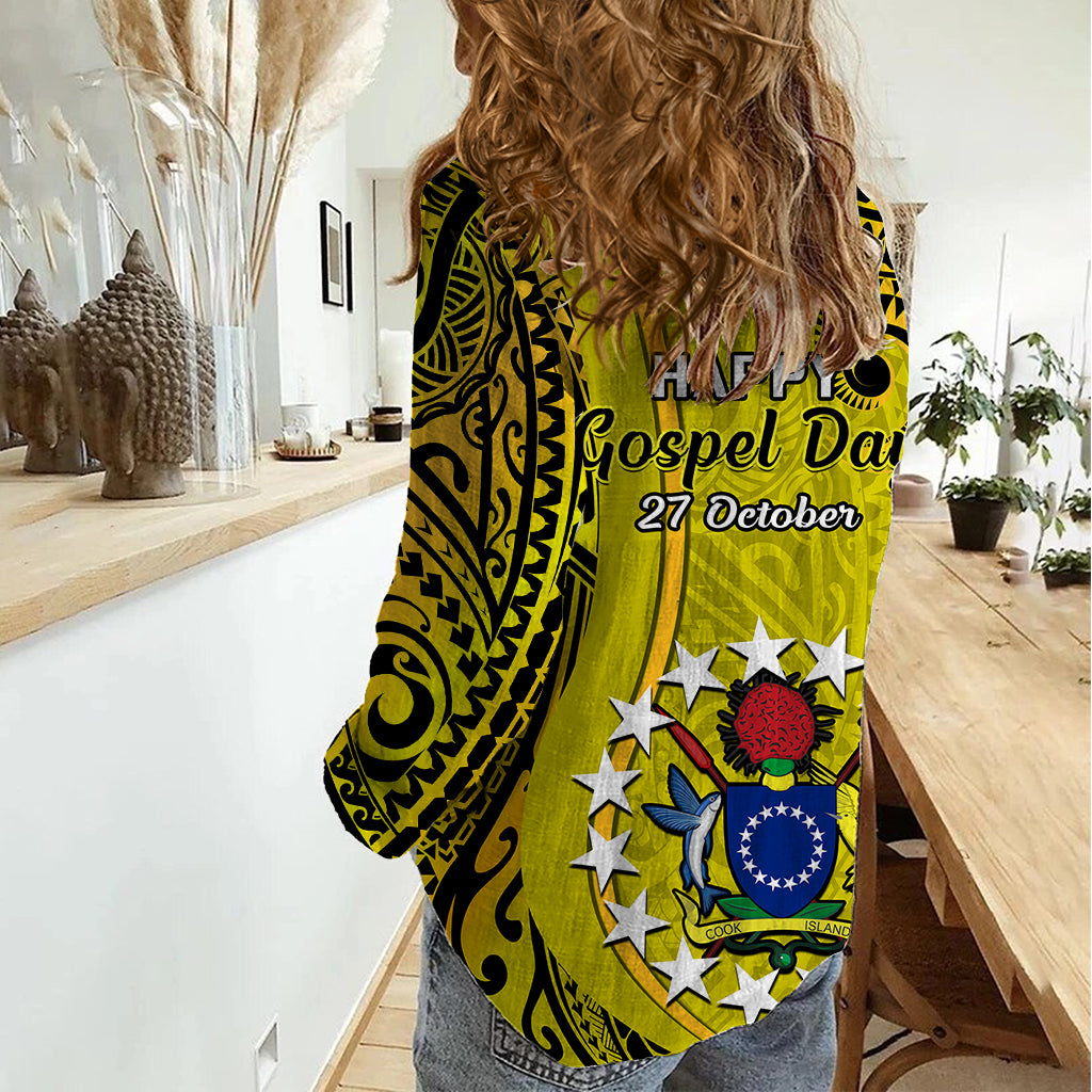 27 October Aitutaki Island Gospel Day Women Casual Shirt Cook Islands Tribal Pattern - Wonder Print Shop