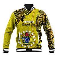 Personalised 27 October Aitutaki Island Gospel Day Baseball Jacket Cook Islands Tribal Pattern - Wonder Print Shop