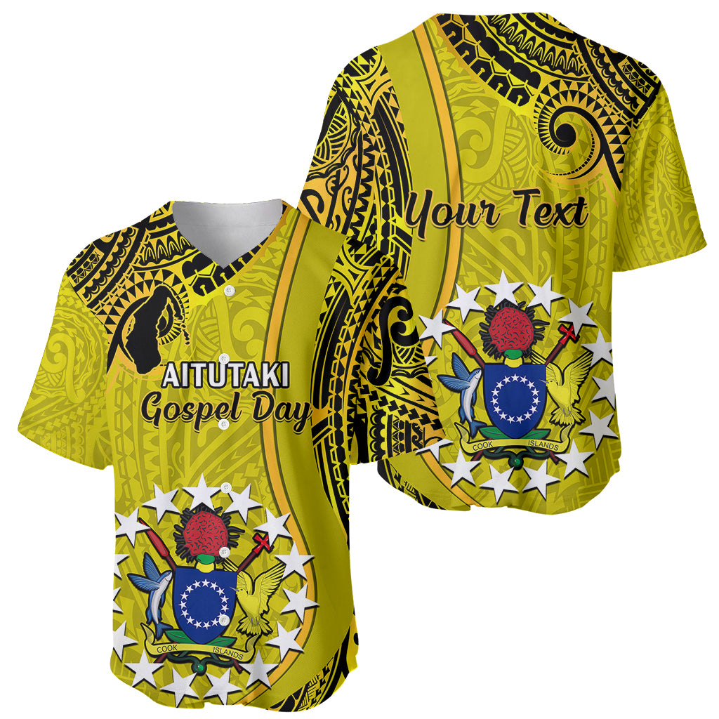 Personalised 27 October Aitutaki Island Gospel Day Baseball Jersey Cook Islands Tribal Pattern - Wonder Print Shop